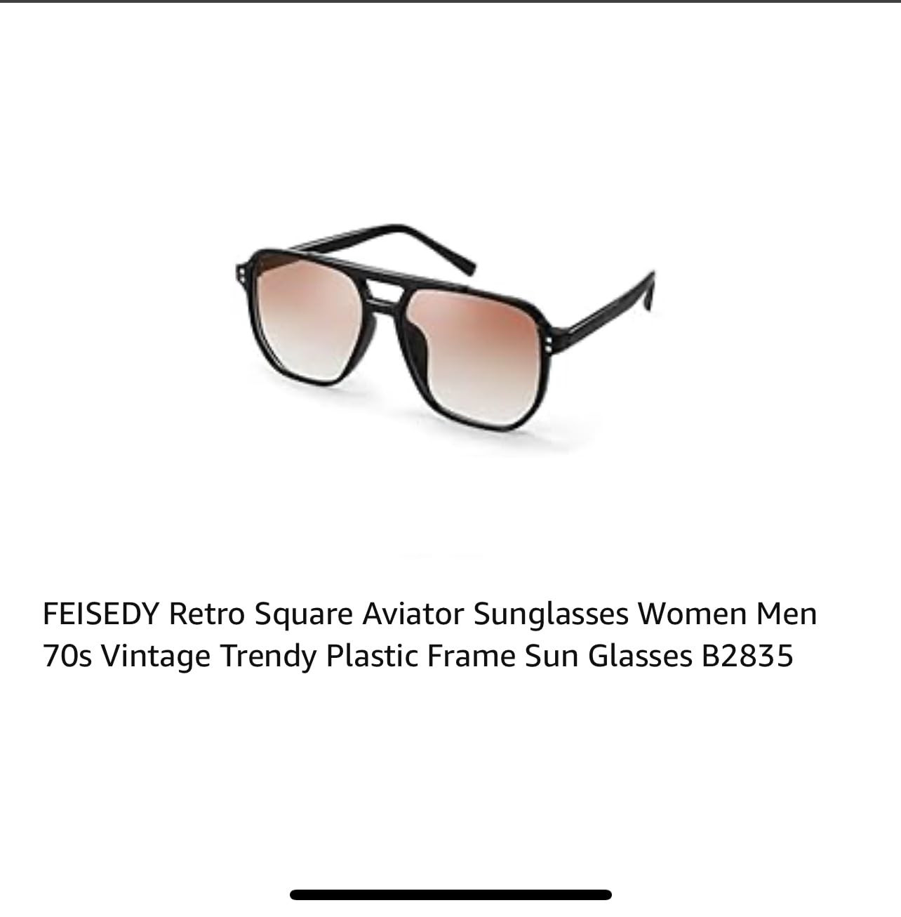 FEISEDY Retro Square Aviator Sunglasses Women Men 70s Vintage Trendy Plastic Frame Sun Glasses B2... | Amazon (US)