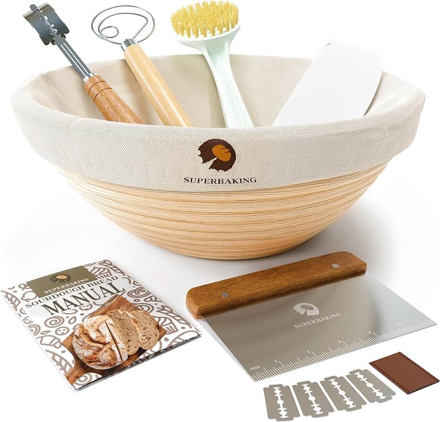Superbaking Bread Proofing Basket, Round 9 inch Sourdough Starter Kit, Proofing Basket for Bread ... | Amazon (US)