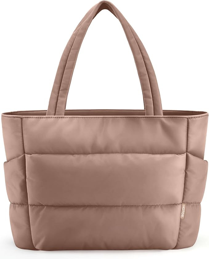 HOTOR Puffer Tote Bag for Women, Nurses - Multi-Pocket Lightweight Bag for Work - Quilted Handbag... | Amazon (US)