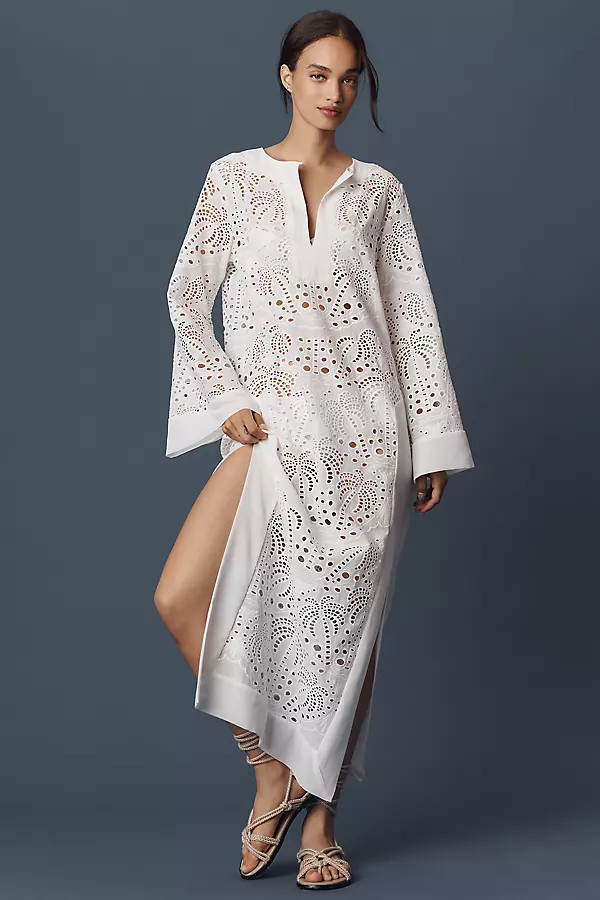 Miss June Amara Long-Sleeve Eyelet Kaftan | Anthropologie (US)