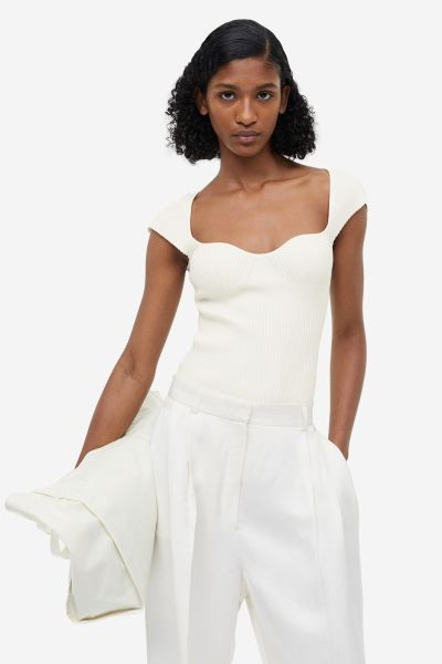 Rib-knit top - Black - Ladies | H&M GB | H&M (UK, MY, IN, SG, PH, TW, HK)