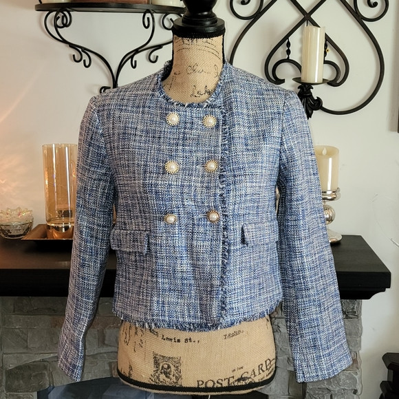 Anthropologie Maeve Double Breasted Tweed Jacket | Poshmark