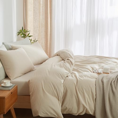 Striped Duvet Cover Set Full Size, 3 Pcs Breathable Durable 100% Washed Cotton Comforter Cover fo... | Amazon (CA)