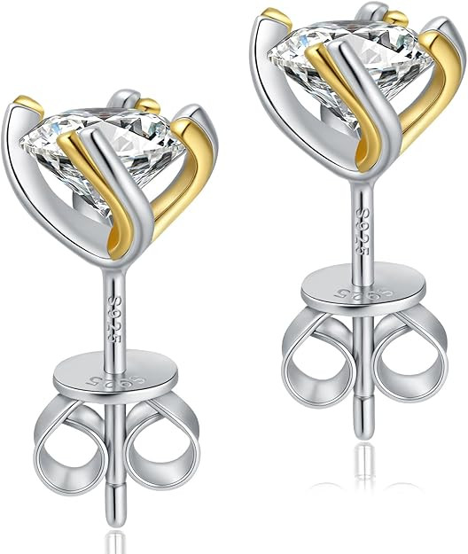 Moissanite Earrings Studs 1CT-3CT Hypoallergenic S925 Sterling Silver Earring for Women Men 18K G... | Amazon (US)