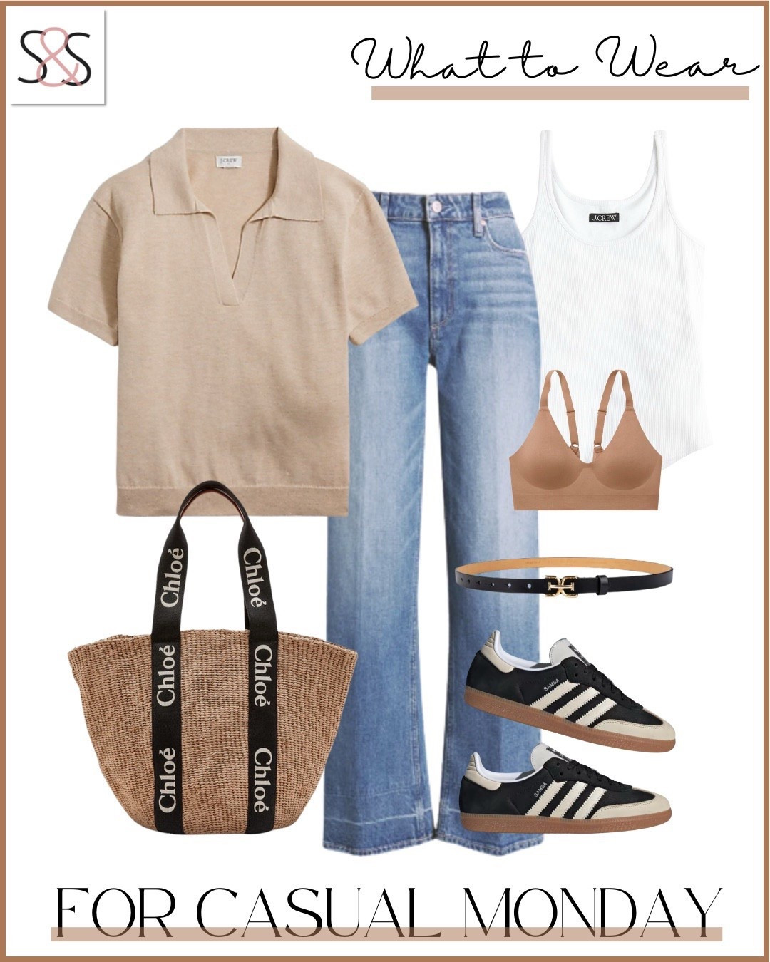 Polished but never trying too hard. A neutral collared knit and relaxed denim set the tone for an easy Monday, grounded by classic Gazelles and a bold Chloé tote. Just the right mix of laid-back and pulled together.

Sunsets and Stilettos casual outfit ideas neutral knit top Adidas Gazelle sneakers Chloé tote wide-leg jeans laid-back Monday style minimalist fashion summer layers elevated basics



#LTKSummerEdit #LTKSeasonal #LTKFindsUnder50