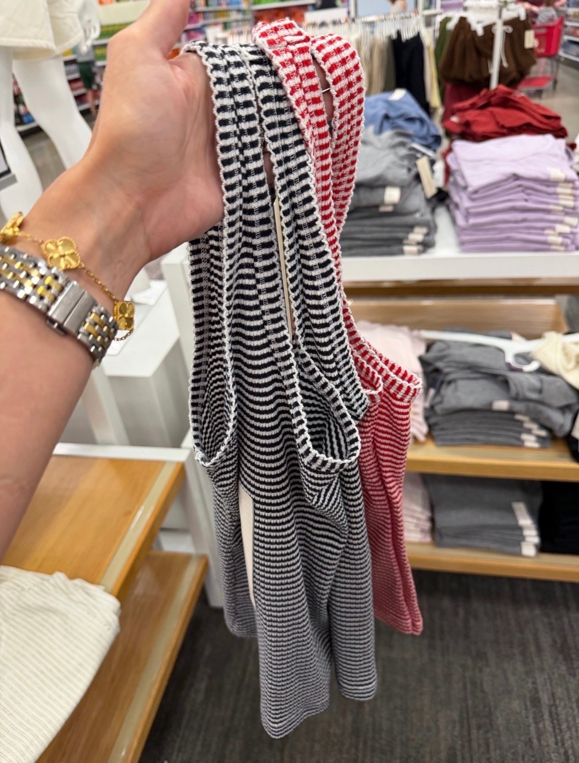 These striped knit tanks are such a good summer staple. The fitted silhouette makes them easy to wear on their own or layered under a cardigan, and the red and black stripe options pair perfectly with denim, shorts, and skirts. An affordable basic you’ll reach for all season long.

striped tank top, knit tank, summer basics, target style, casual outfit ideas, everyday fashion, striped top, summer wardrobe essentials, affordable fashion, denim outfit, layering piece, capsule wardrobe, themominstyle

#LTKootd #LTKSeasonal #LTKTravel