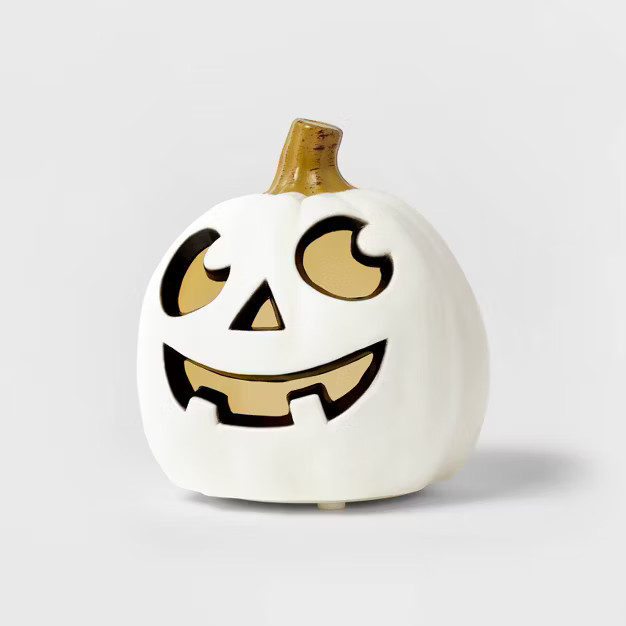 5" Light Up Pumpkin with Happy Face White Halloween Decorative Prop - Hyde & EEK! Boutiqu... | Target
