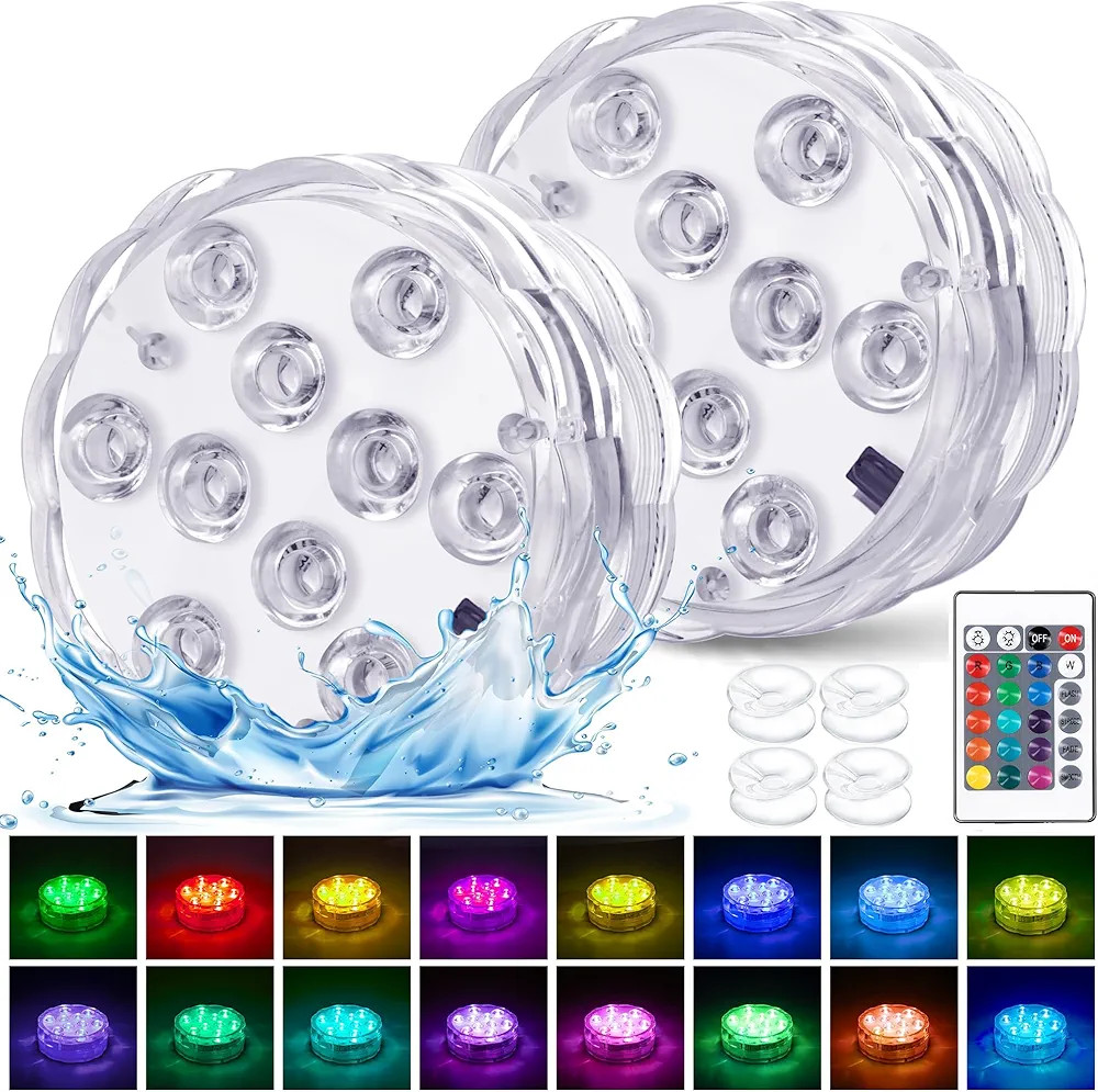 YiaMia Hot Tub Lights - 2-Pack RGB Color Battery-Powered LED Pool Lights with Remote Control and ... | Amazon (US)