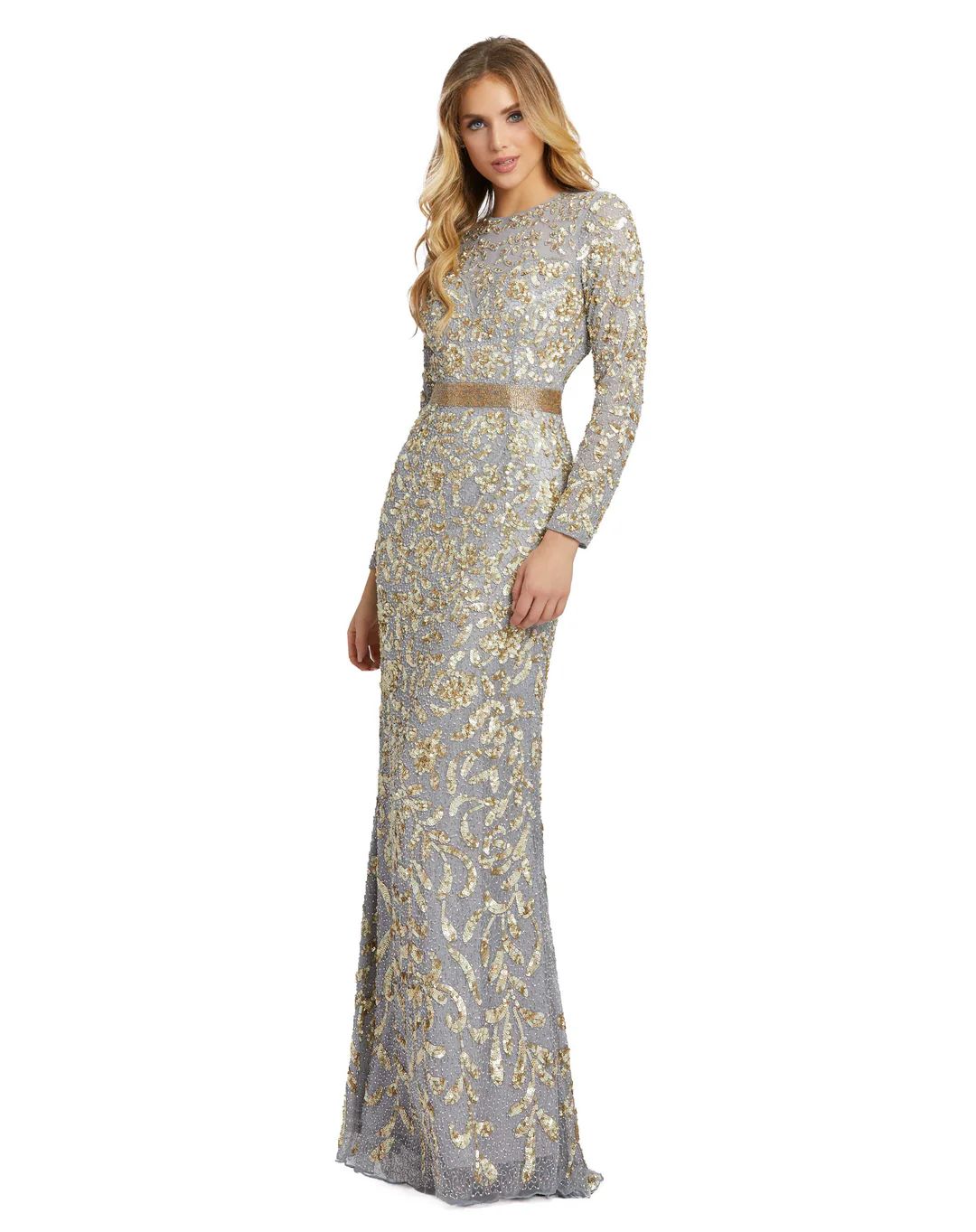 Long Sleeve Embellished Gown | Mac Duggal