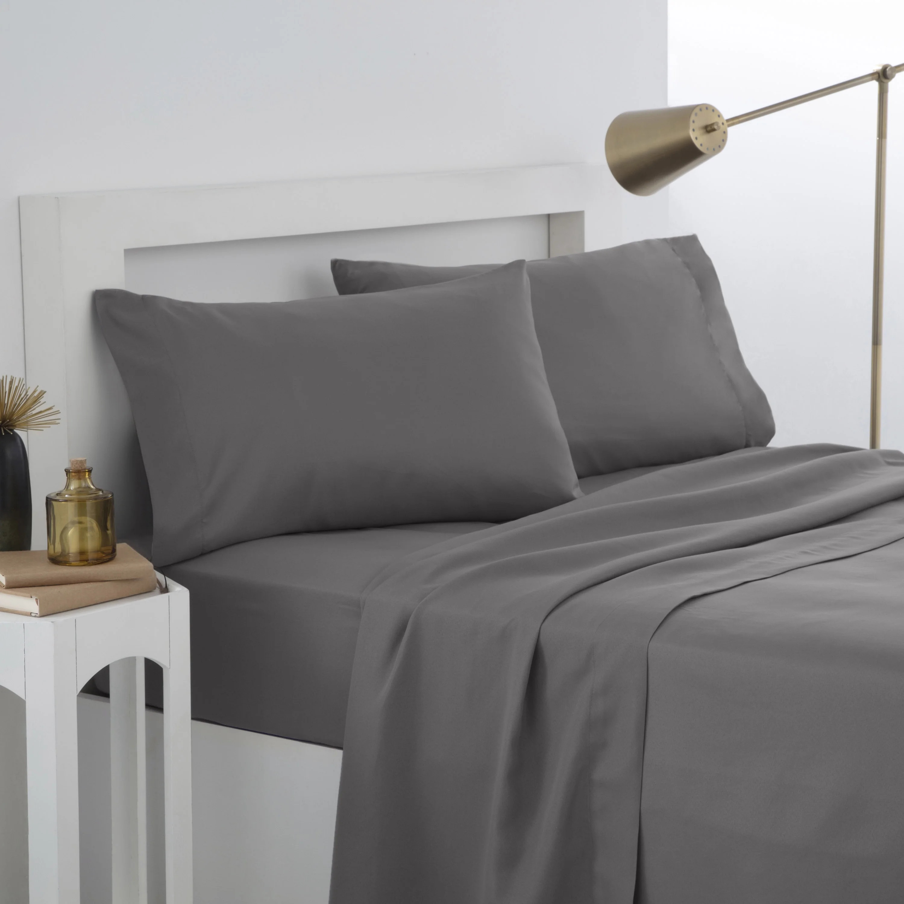 Martex Easy Living Brushed Microfiber Queen Gray Sheet Set - Walmart.com | Walmart (US)