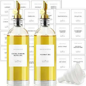 GIXSEGIE Olive Oil Dispenser Bottle, Oil and Vinegar Dispenser Set w.Metal Pour Spout, Coffee Syr... | Amazon (US)