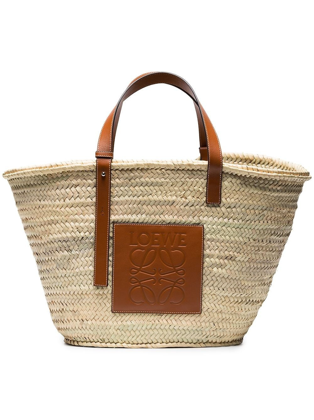 LOEWE large logo raffia basket bag - Neutrals | Farfetch Global