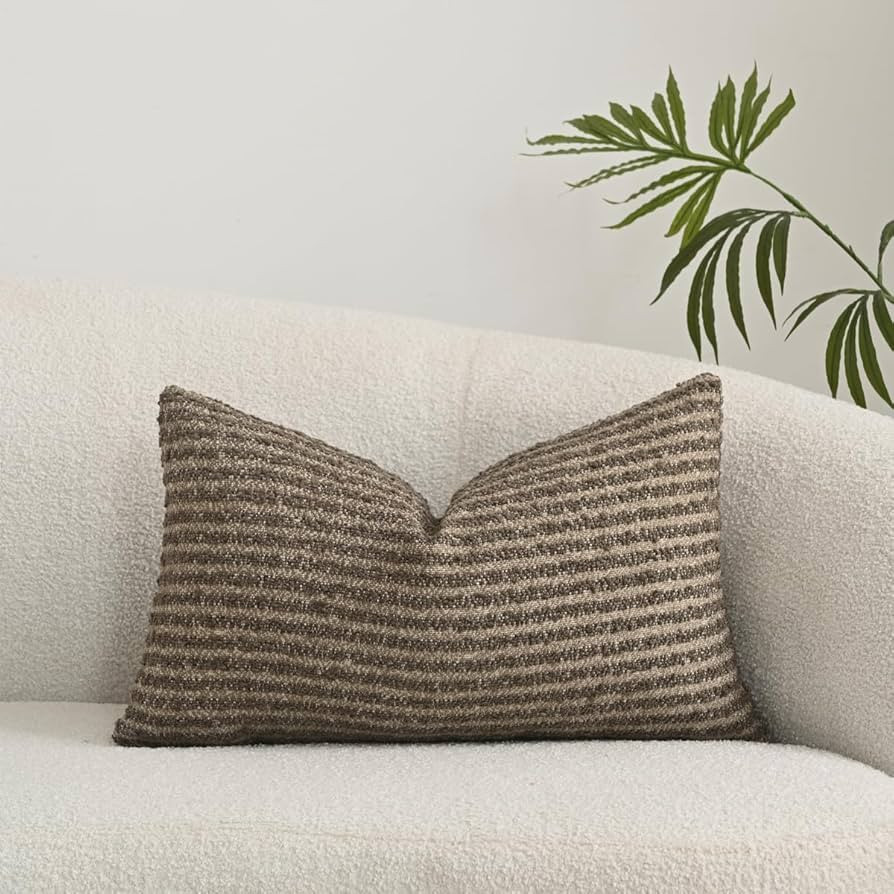 Sunkifover Textured Boucle Lumbar Pillow Covers 12x20 Inch Accent Striped Rectangle Pillow Cases ... | Amazon (US)