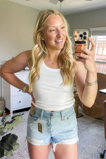 The most classic summer look there ever was! ☀️

I love this crop tank! I grabbed mine in a size M and is super soft! The scoop neckline is very flatter and the material is RIBBED! ✨

The shorts are a true denim and I sized up 2 to a size 30 in the jean shorts. Just a head up, if you have booty, they are going to feel a little short! 😅

#LTKSeasonal #LTKtravel #LTKfindsunder50