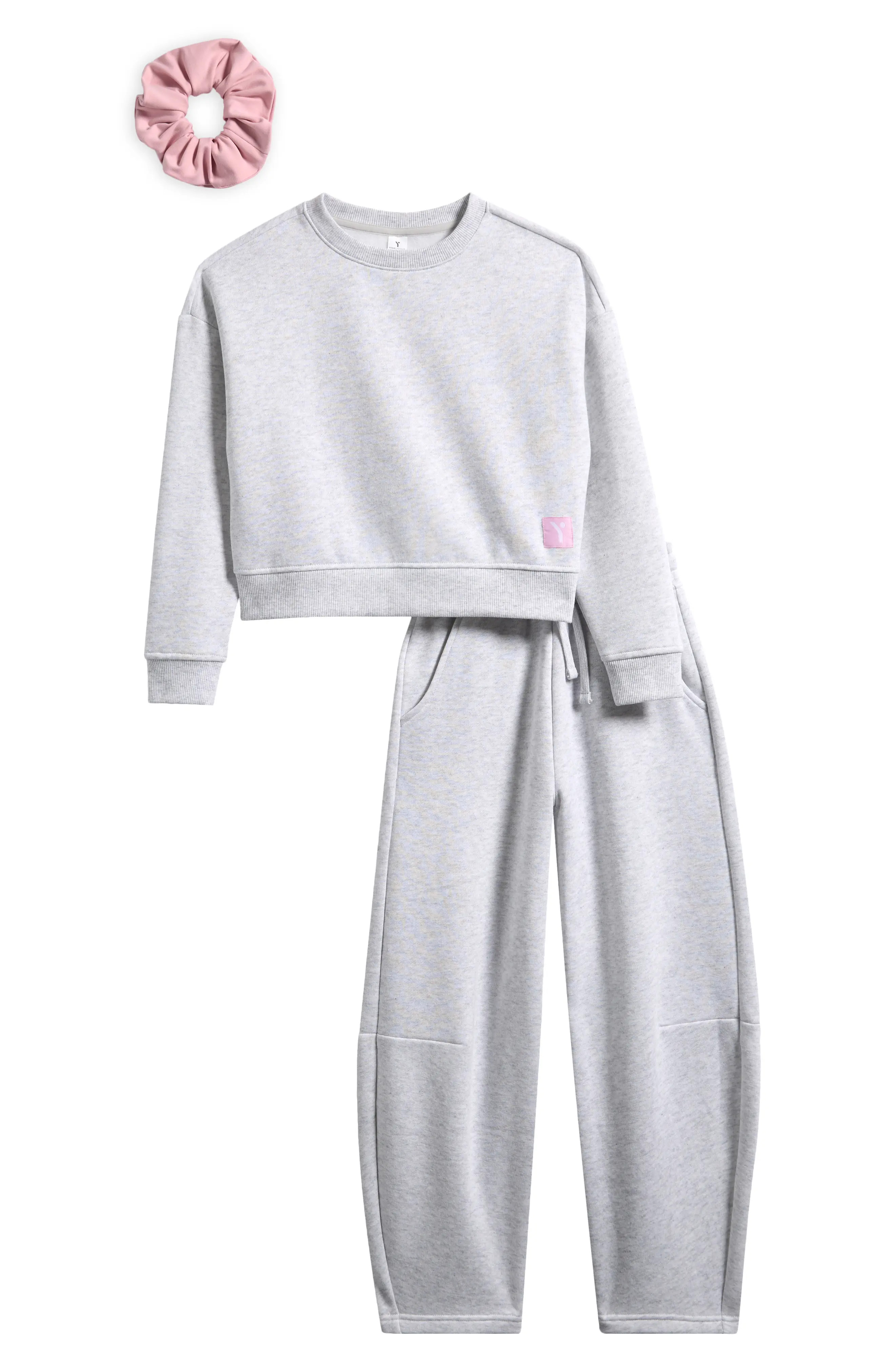 YOGALICIOUS Kids' Fleece Pullover, Joggers & Scruncie Set in Heather Heirloom Lilac at Nordstrom Rack, Size Medium | Nordstrom Rack