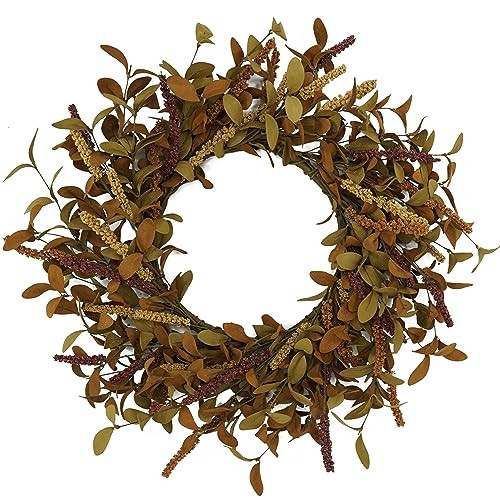 20 inch Fall Wreath Autumn Door Wreath with Eucalyptus Leaves,Mixed Grain for Front Door Farmhouse Indoor Outdoor Festival Home Thanksgiving Decor | Amazon (US)