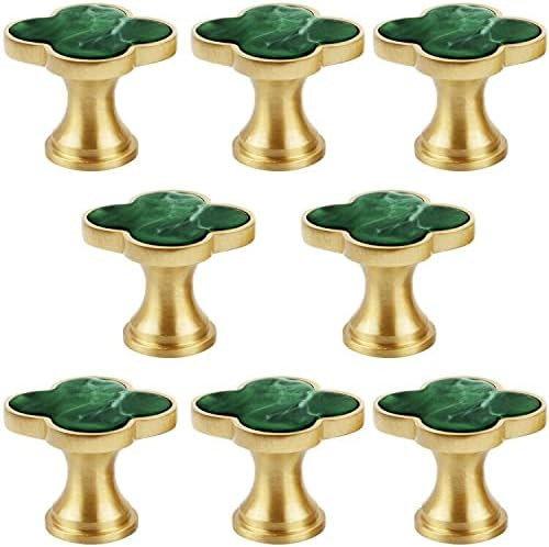 RZDEAL 1.3" Solid Brass Clover Knobs Bathroom Cabinet Knobs Mother of Pearl Decorated Kitchen Han... | Amazon (US)