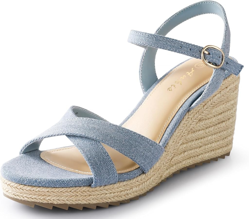 Ankis Wedge Sandals for Women, Espadrille Womens Wedge Sandals Comfortable Open Toe Cross Band An... | Amazon (US)