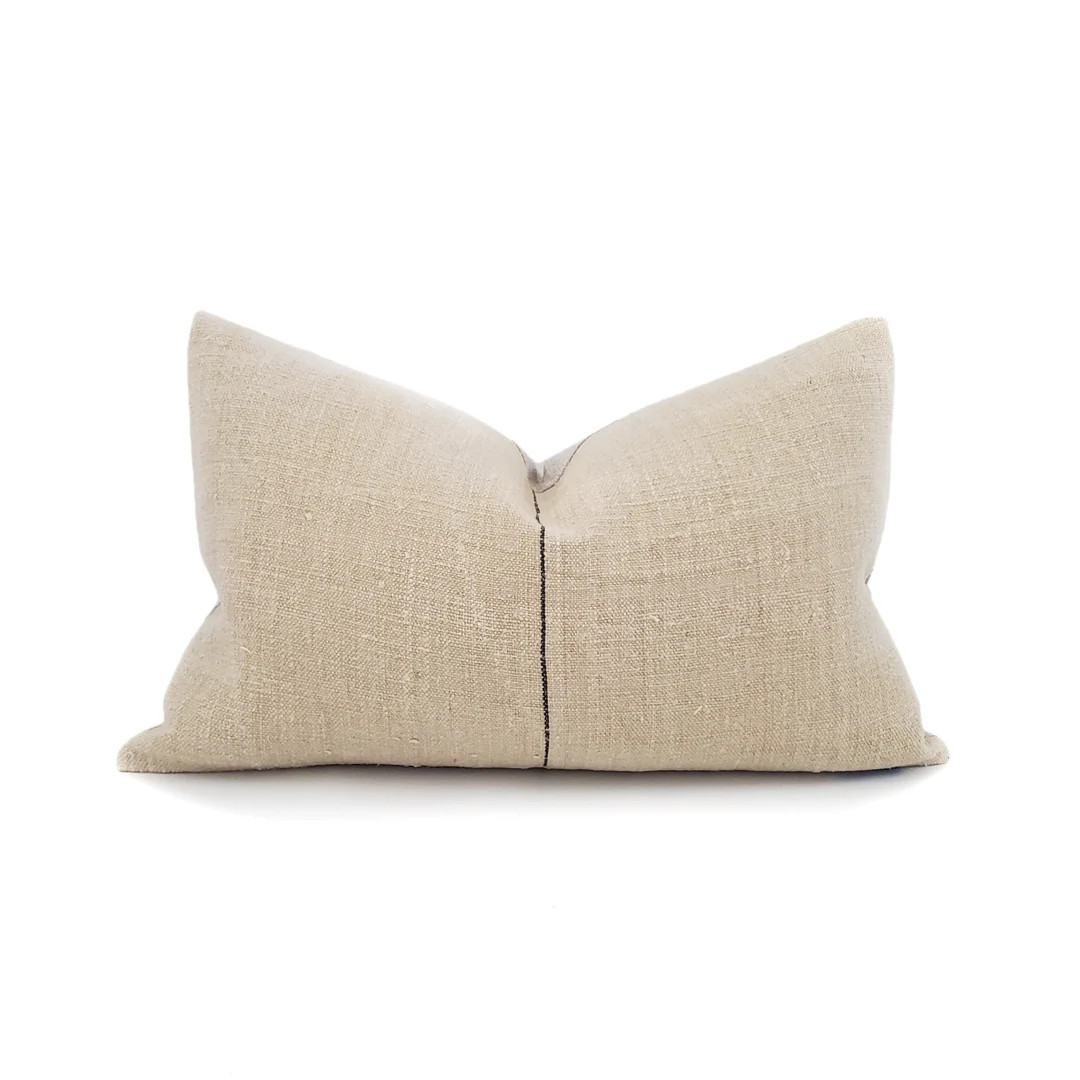 Grainsack Pillow, 1219 Vintage Black Stripe Grainsack Pillow Cover, Farmhouse Pillow - Etsy | Etsy (US)