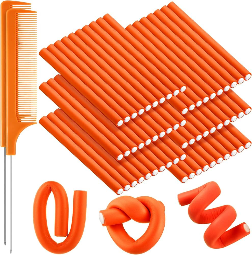 WILLBOND 60 Pieces Flexible Curling Rods Hair Curlers Rollers Twist Flexi No Heat Rods Rollers fo... | Amazon (US)