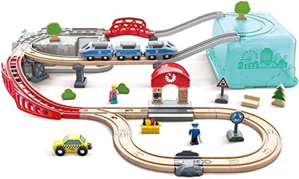 Hape City Railway and Train Bucket Set Toy with Hoisting Magnetic Crane for Trains, Trucks, and C... | Amazon (US)