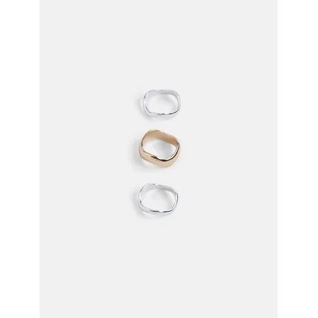 Scoop Women s Mixed Metal Sculpted Band Rings 3 Pieces | Walmart (US)