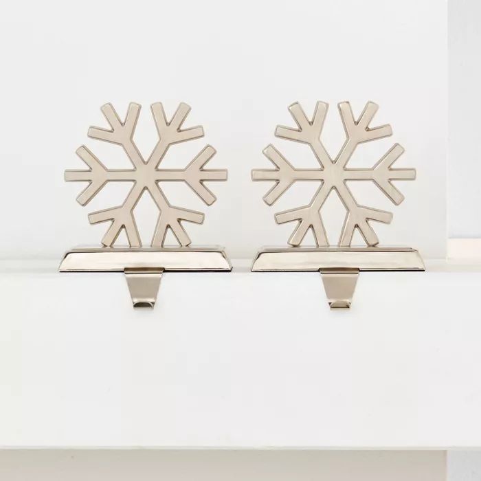 2pk Silver Metal Snowflake Christmas Stocking Holder - Wondershop™ | Target