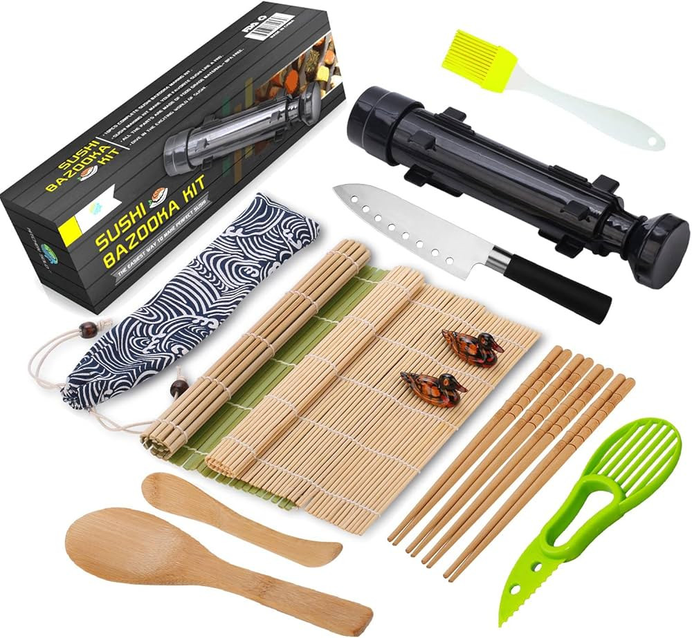 FUNGYAND Sushi Making Kit, All in One Sushi Bazooka Maker with Bamboo Mats, Bamboo Chopsticks, Av... | Amazon (US)
