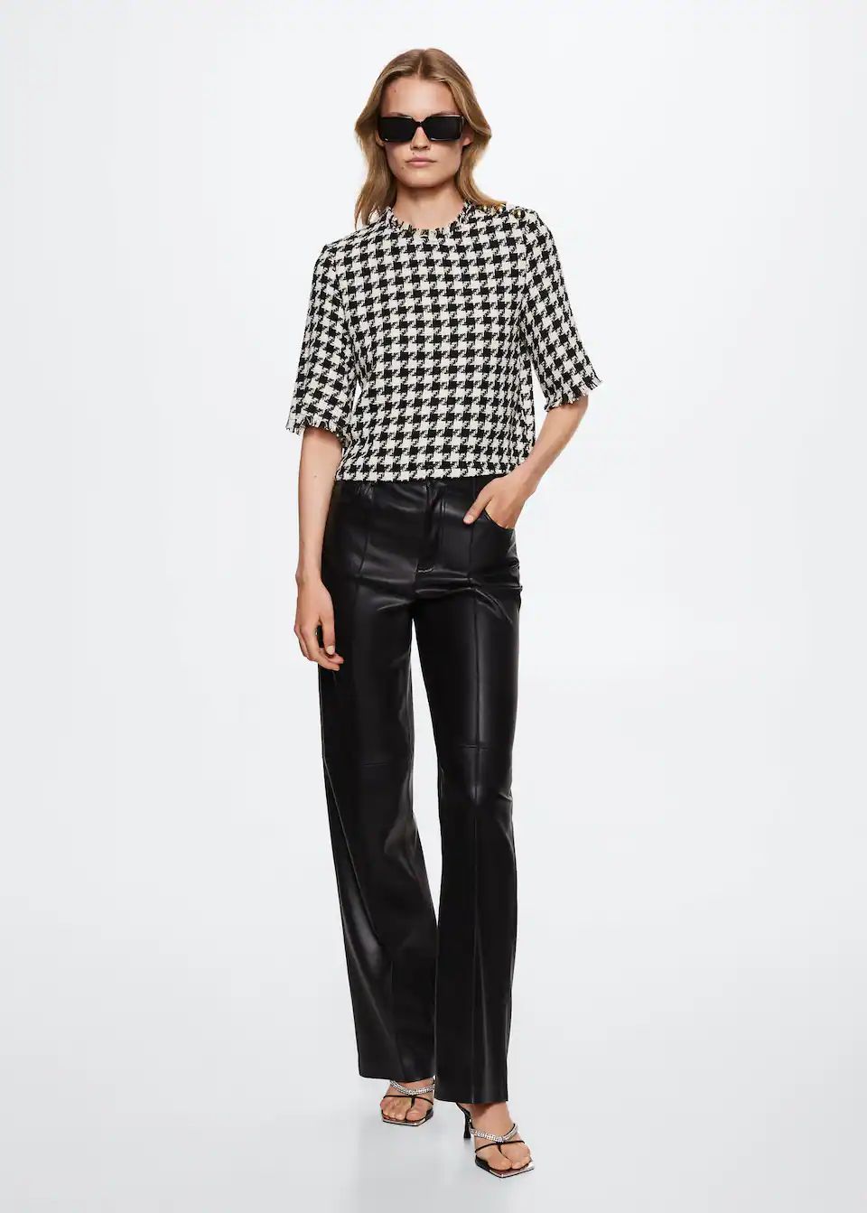 Tweed top with buttons -  Women | Mango USA | MANGO (US)