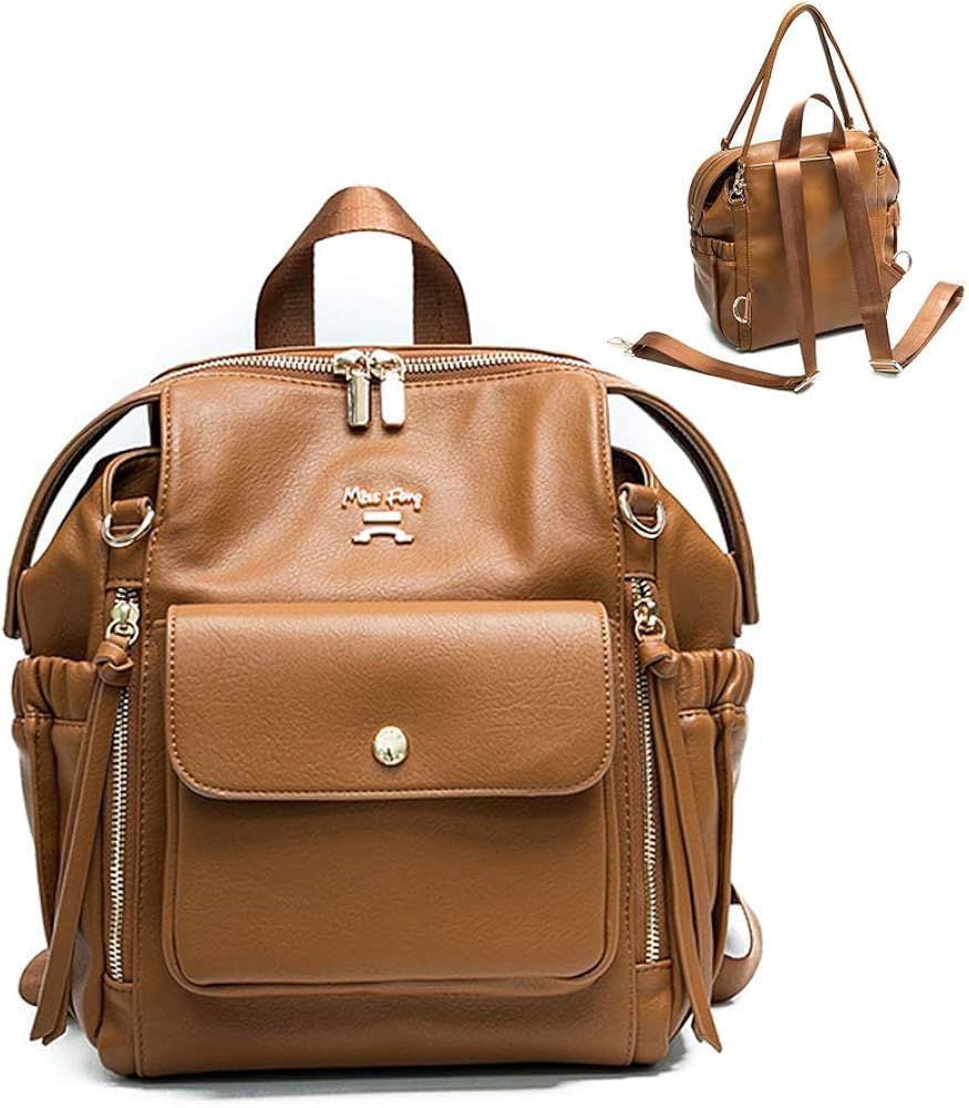 Leather Mini Diaper Bag Backpack by miss fong, Small Mini Backpack Purse for Women | Amazon (US)