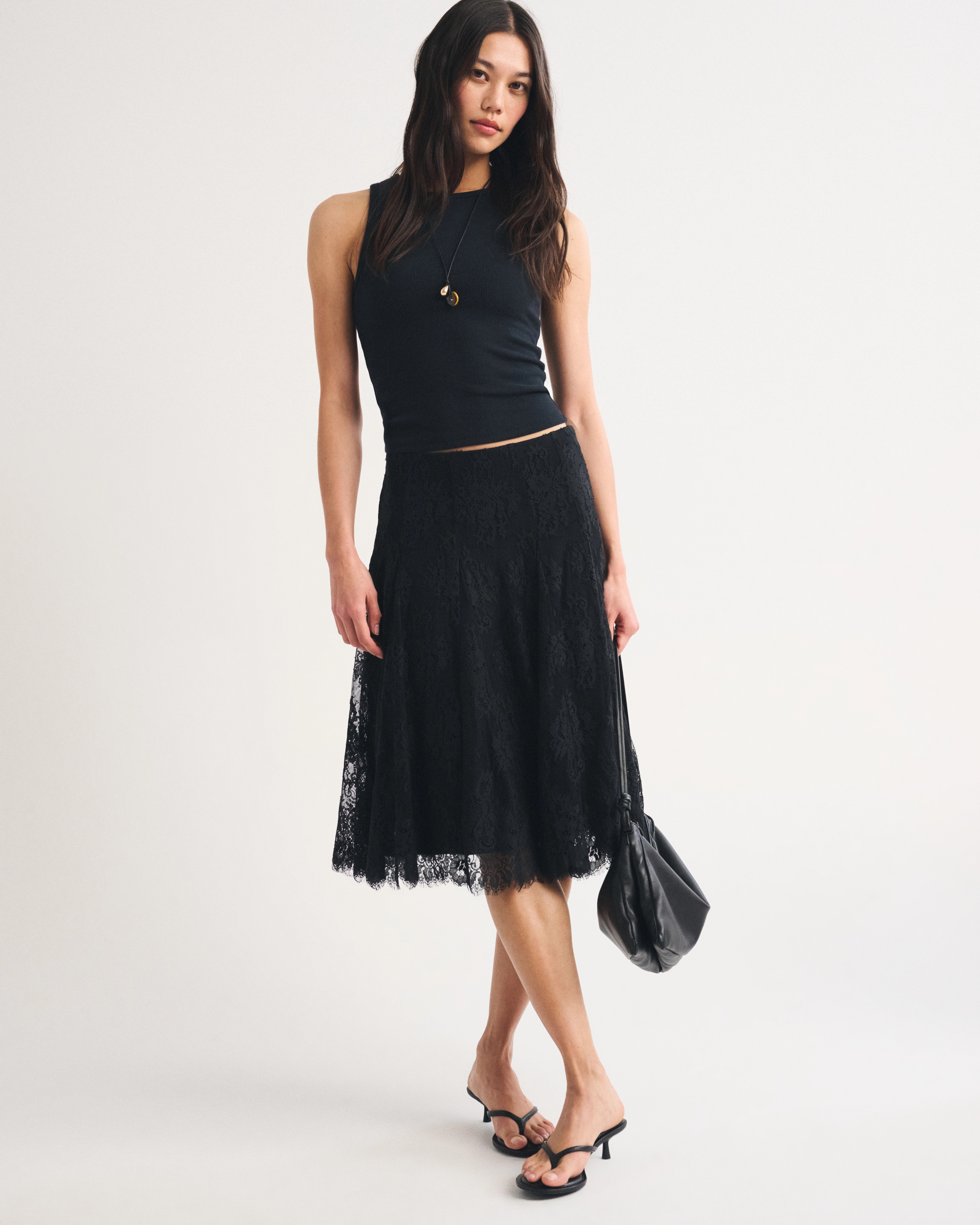 Lace Midi Skirt | Abercrombie & Fitch (US)
