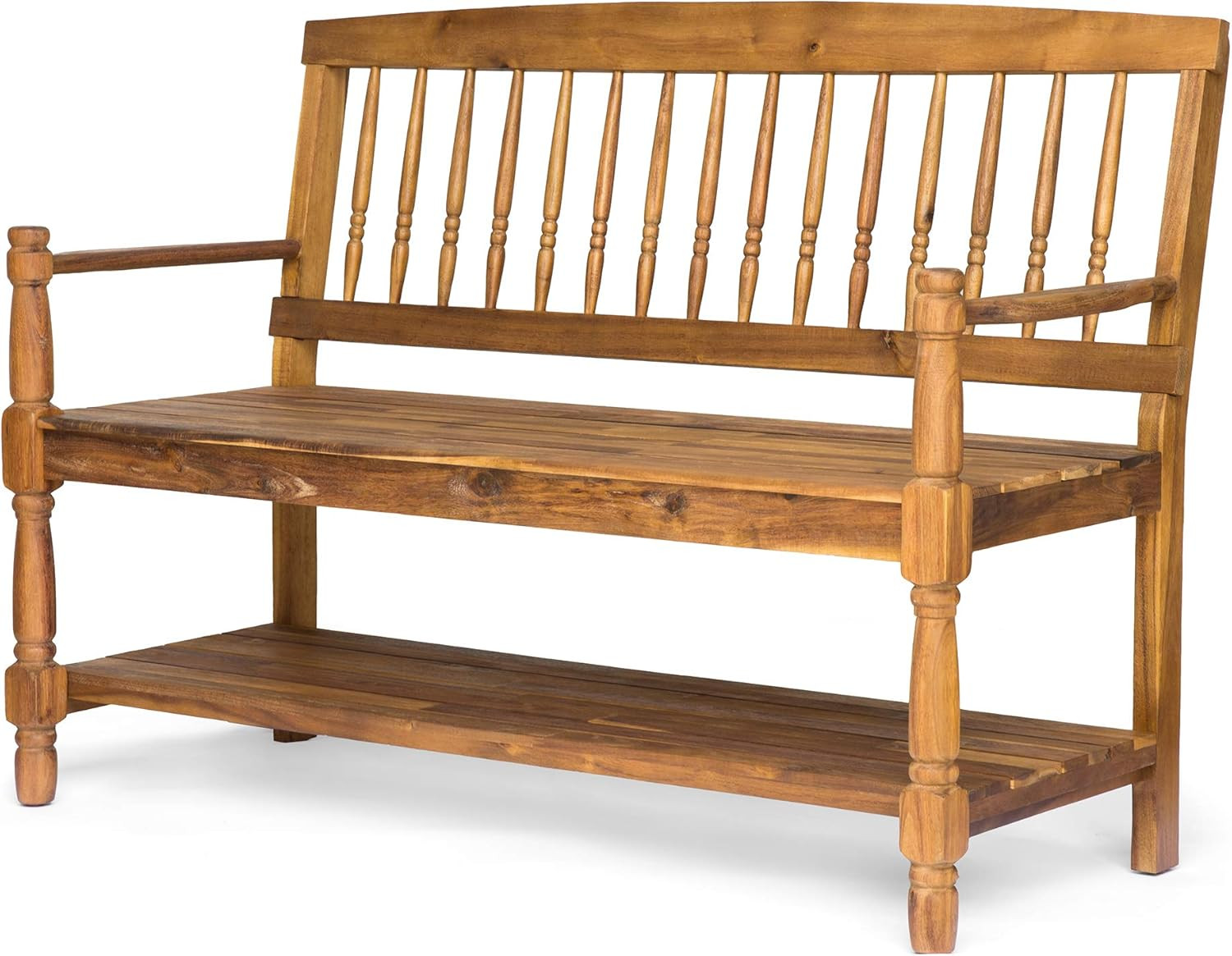 Christopher Knight Home 305334 Cody Outdoor Acacia Wood Bench with Shelf, Teak Finish | Amazon (US)