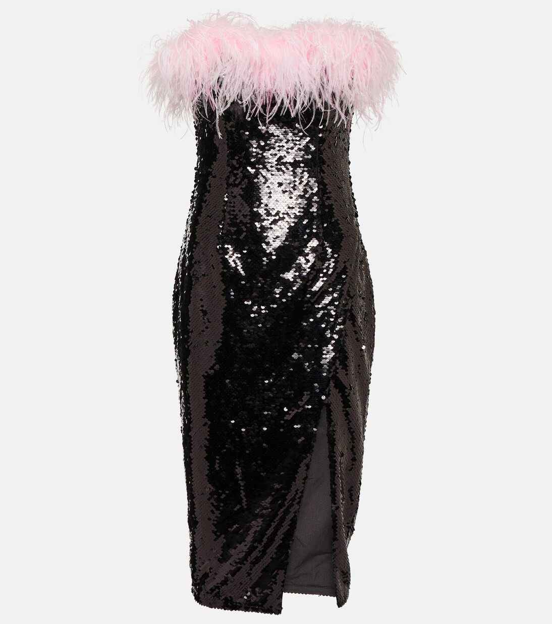 Feather-trimmed sequined midi dress | Mytheresa (US/CA)