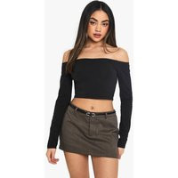 Womens Boohoo Basics Off The Shoulder Long Sleeve Top - Black - 10 | boohoo (US & Canada)