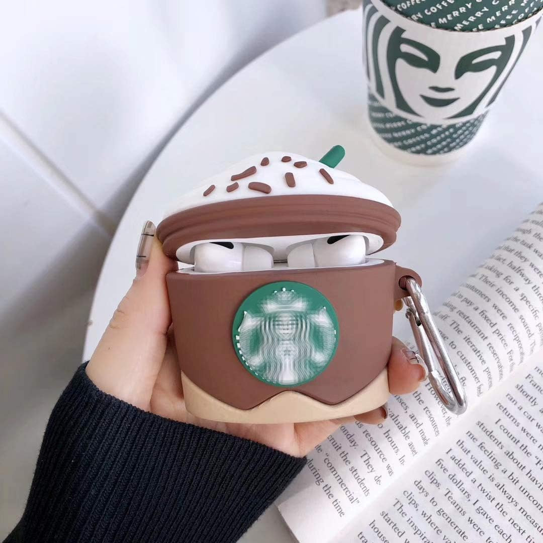 Airpods Case,3D Cute Funny Cool Kawaii Fashion Ice Cream Cup Airpods Case,Soft Silicone Skin Cover Shock-Absorbing Protective Case with Keychain for Airpods 2 & 1 Charging Case (Brown) | Amazon (US)