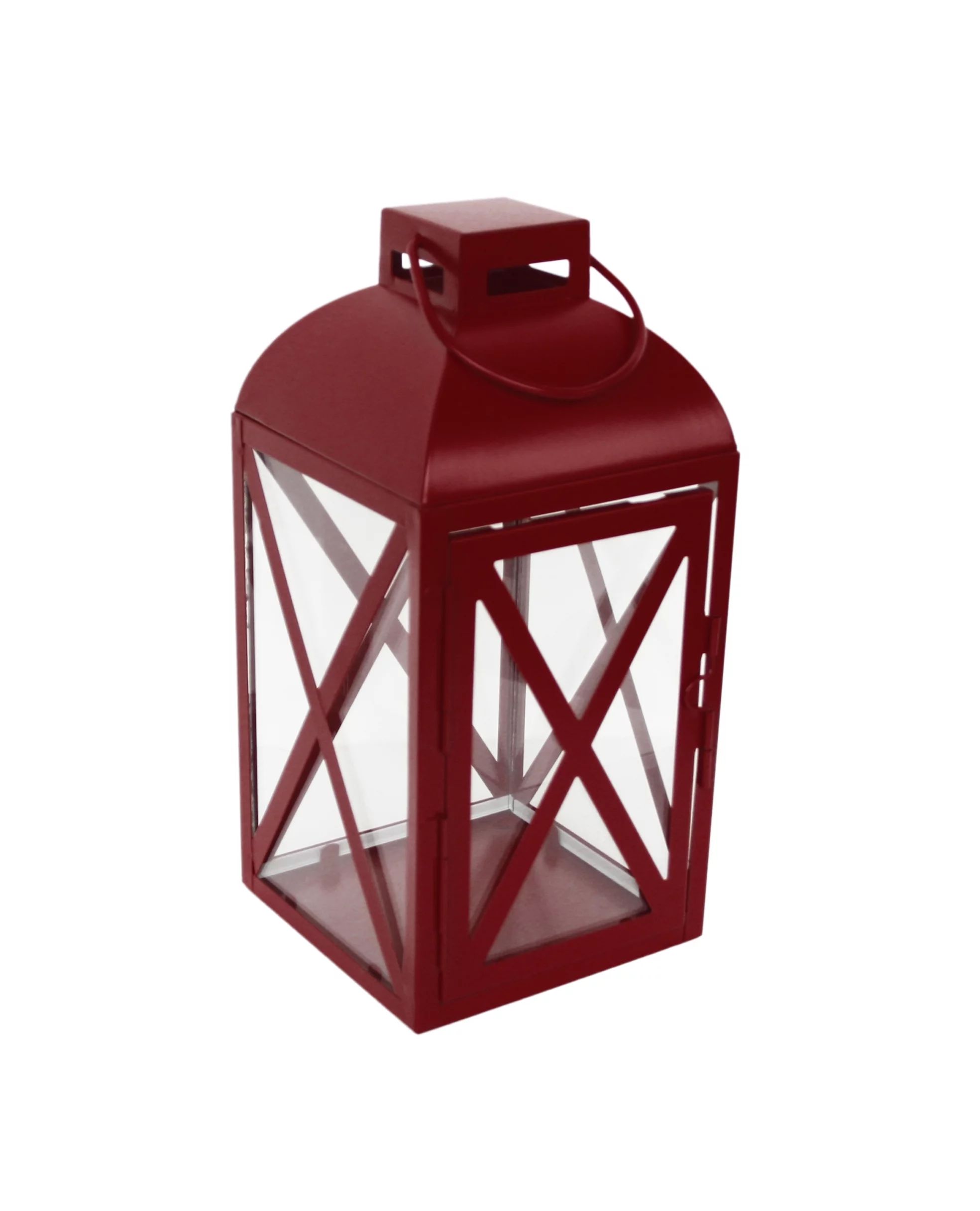 Mainstays Medium Red Metal Candle Holder Lantern | Walmart (US)