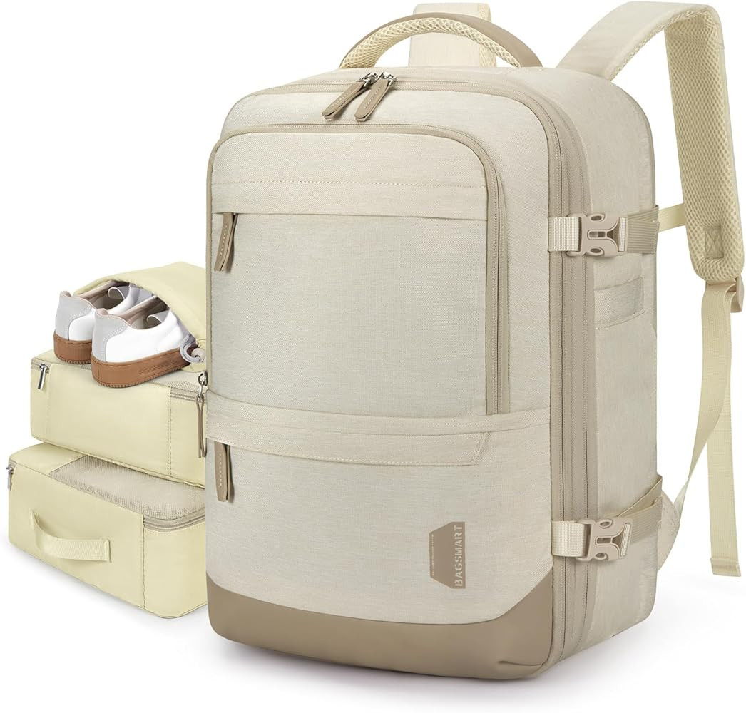 BAGSMART Compression Travel Backpack, 37L Expandable Carry On Backpack with Packing Cubes, Water ... | Amazon (US)