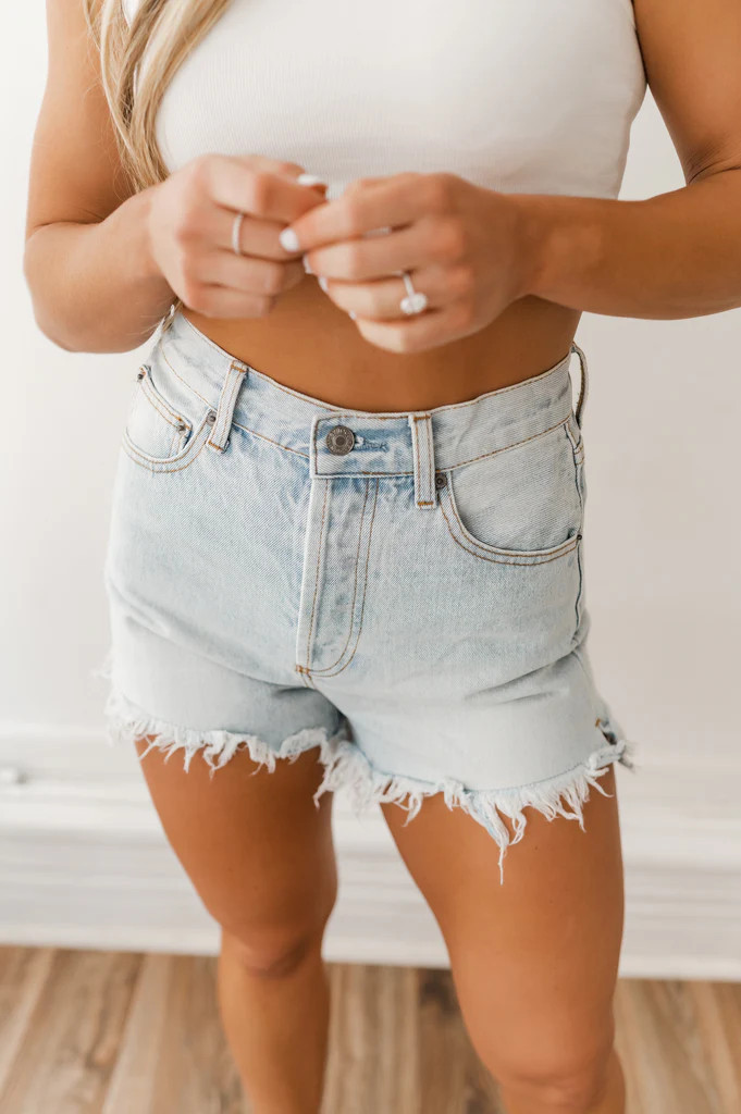 Hayden Light-wash Denim Shorts | She Is Boutique