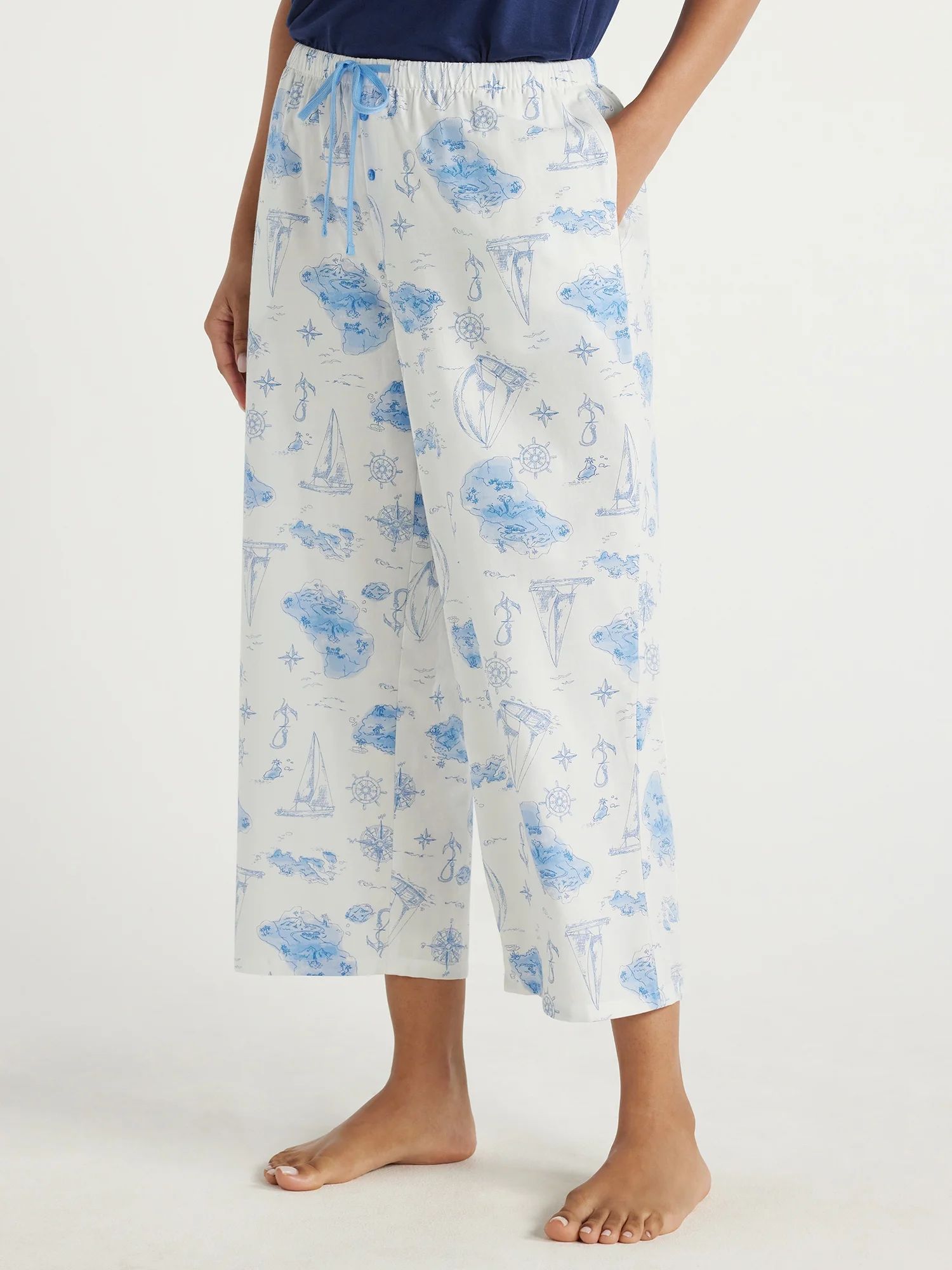 Joyspun Women's Cropped Woven Pajama Pants, Sizes XS to 3X | Walmart (US)