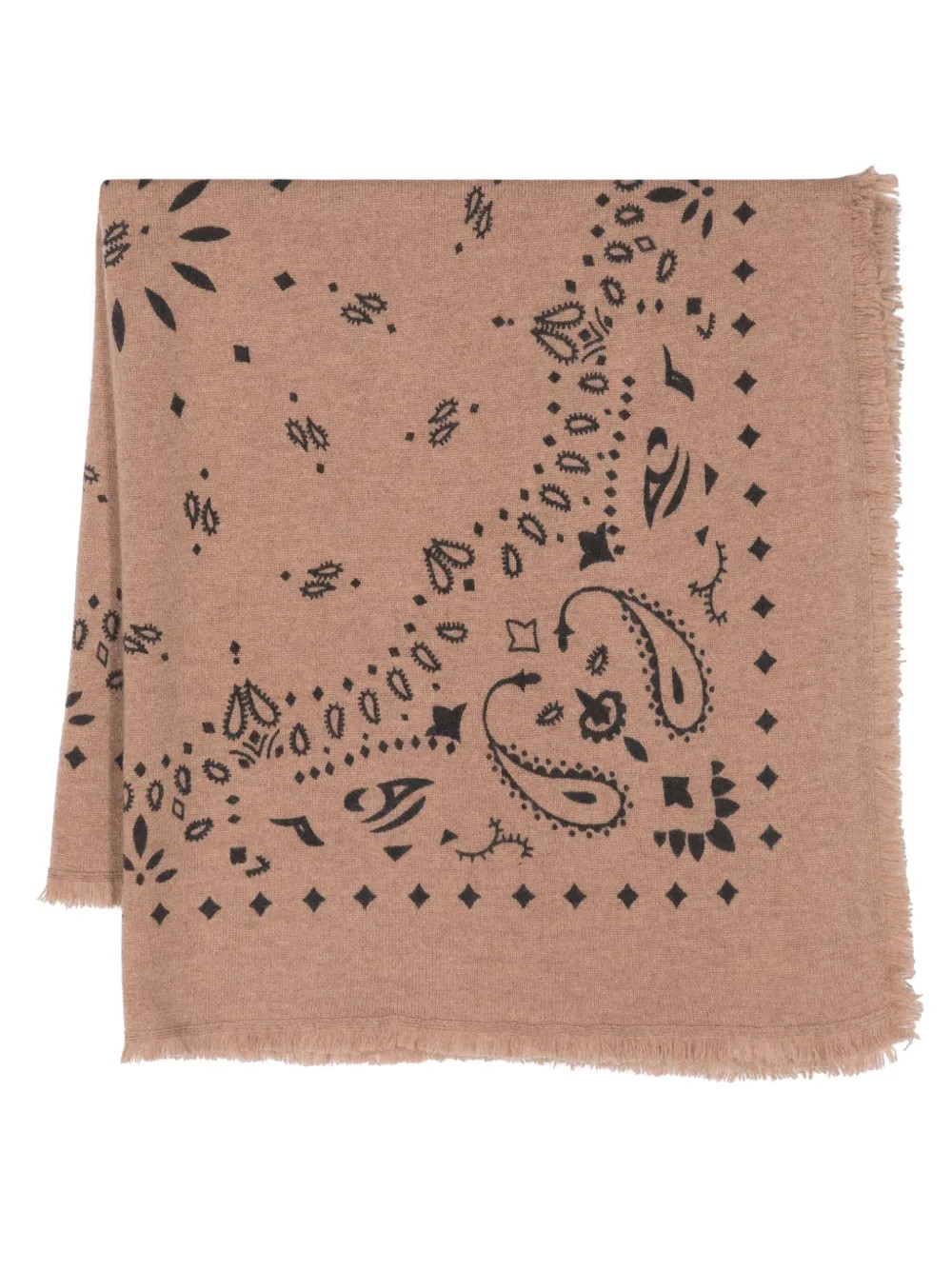 kujten bandana-print ribbed cashmere scarf - Brown | Farfetch Global