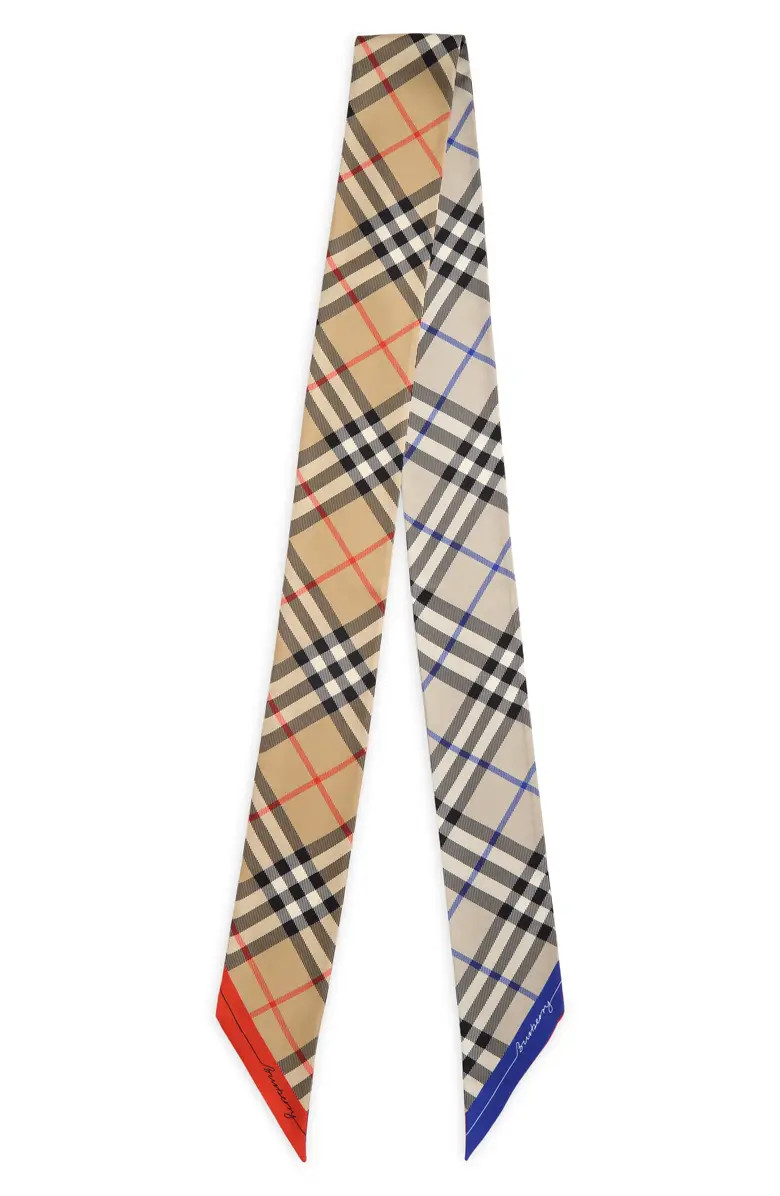 Burberry Check Silk Twill Skinny Scarf | Nordstrom | Nordstrom