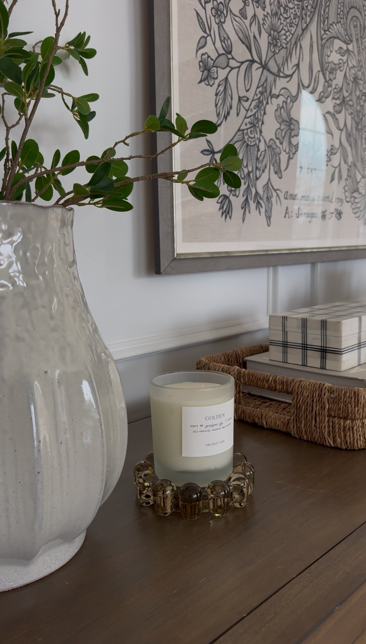 The prettiest little coaster for this candle, and I love this oversized neutral vase. 

#LTKHome #LTKSeasonal