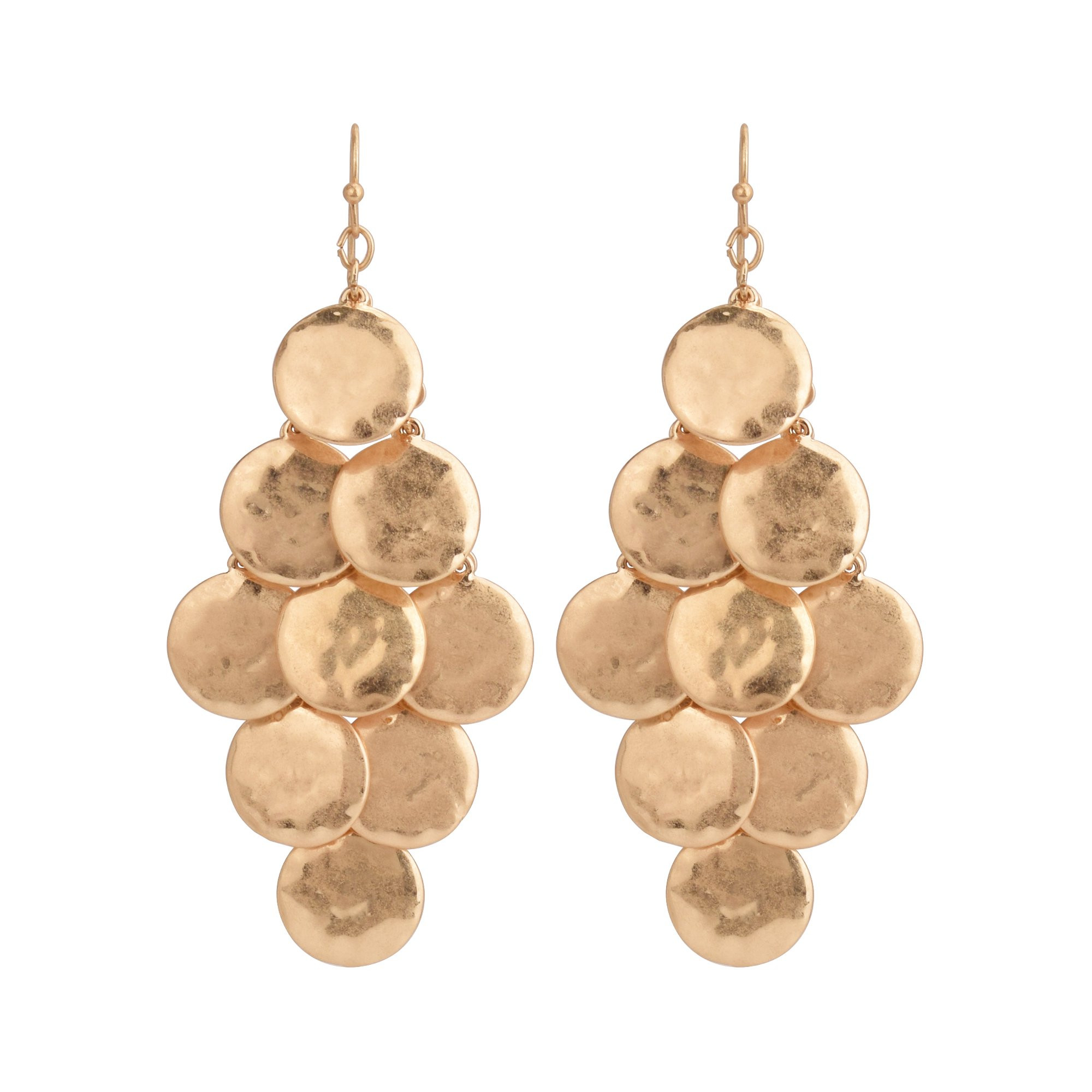 Time and Tru Women's Gold-Tone Textured Disc Drop Earring | Walmart (US)