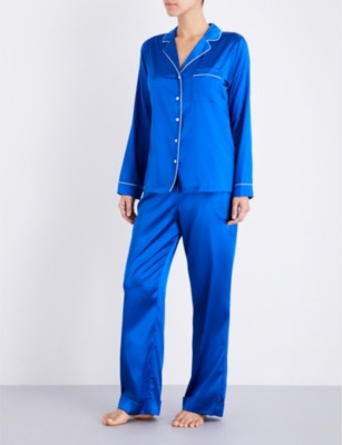 Cobalt stretch-silk pyjama set | Selfridges