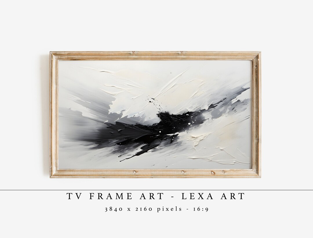 Black and White Abstract Art Frame TV Digital Art, Textured Monochrome Art, Contemporary Painting... | Etsy (US)