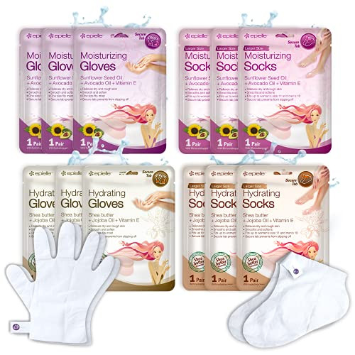 Epielle Hydrating & Moisturizing Gloves & Socks Masks Combo 12pk for Hand and Foot - Dry Hand, Dr... | Amazon (US)