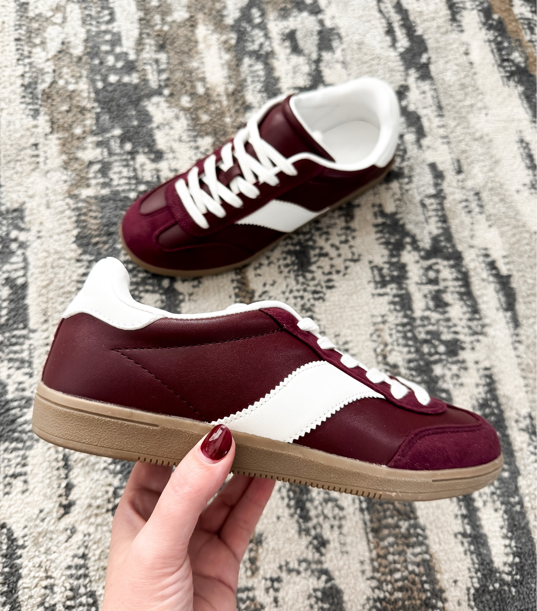I loved my Leopard sneakers so much I had to grab this beautiful burgundy color as well. They are so fun to style and I have gotten so many compliments on them. 

#sneakers #womenssneakers #burgundysneakers #giftforher #cuteshoes 

#LTKShoeCrush #LTKGiftGuide #LTKFindsUnder50