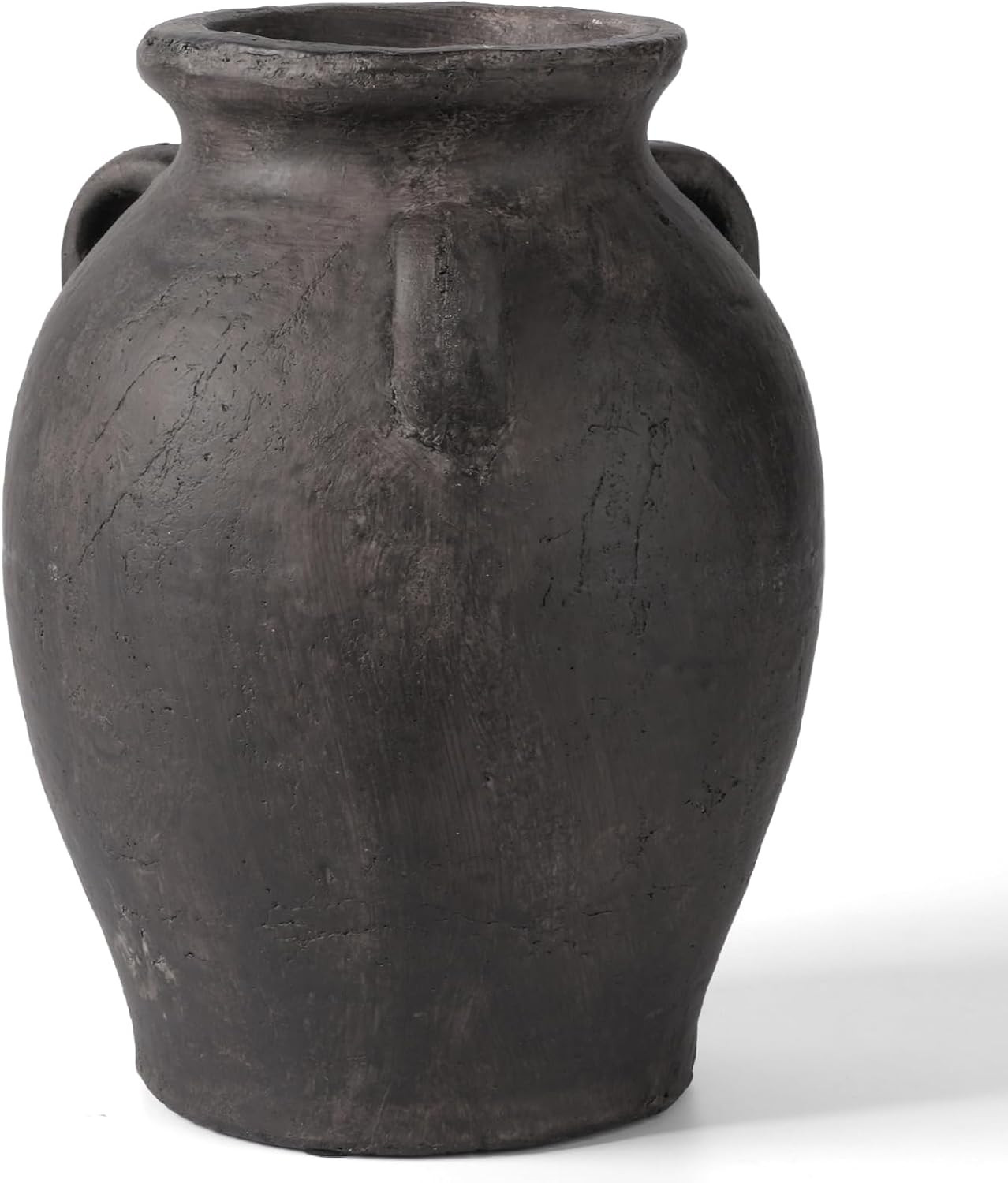 Rustic Ceramic Distressed Vase, 9.5"H Handmade Terracotta Vases with 3 Ear Handles, Decorative Fl... | Amazon (US)