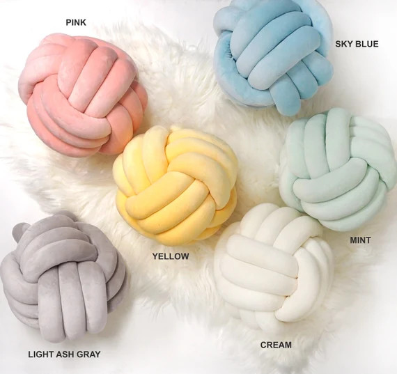 NEW SIZE Velvet Knot Ball Pillow Pink Home Décor | Etsy | Etsy (US)