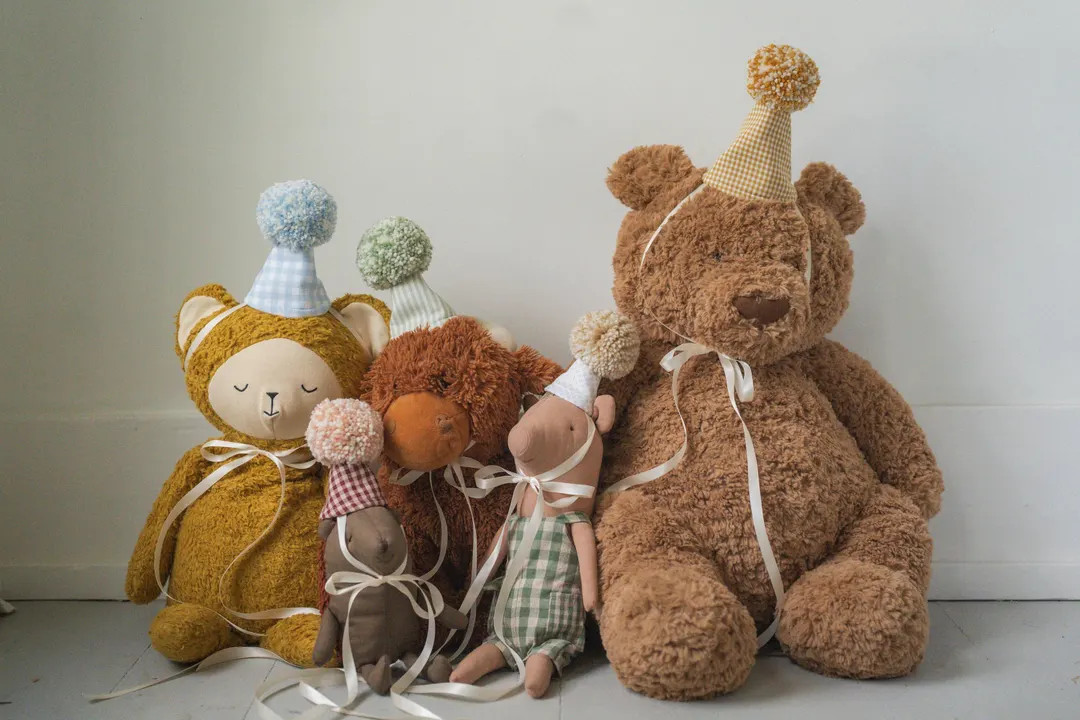 Stuffed Animal Party Hats – Set of 5 Soft Rainbow Gingham & Stripes - Etsy | Etsy (US)